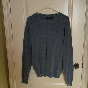 Blue Heather Polo Ralph Lauren Crew Neck Pullover Sweater